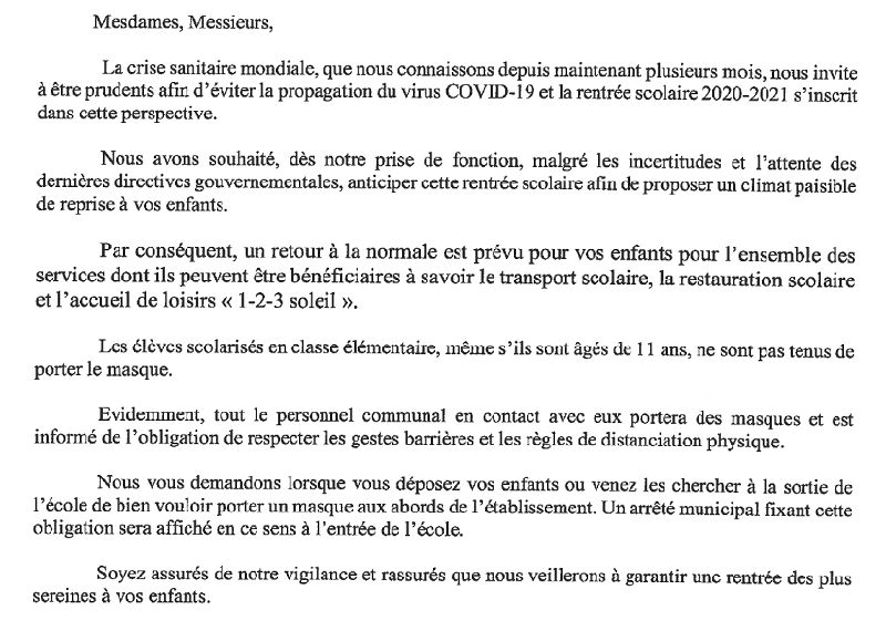 covid 19 septembre maire